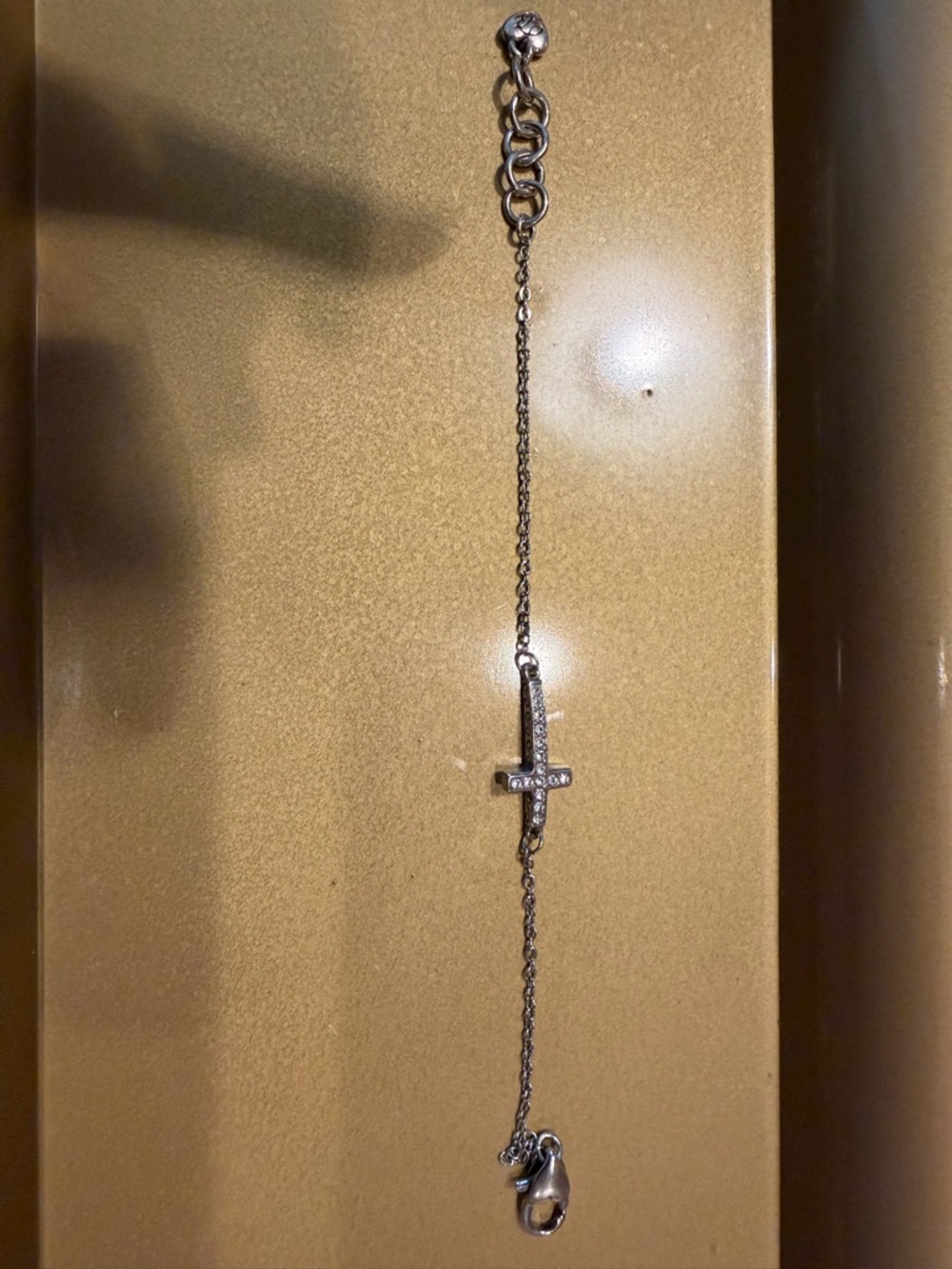 Brighton Silver Tone Cross Bracelet with Pavé Crystals